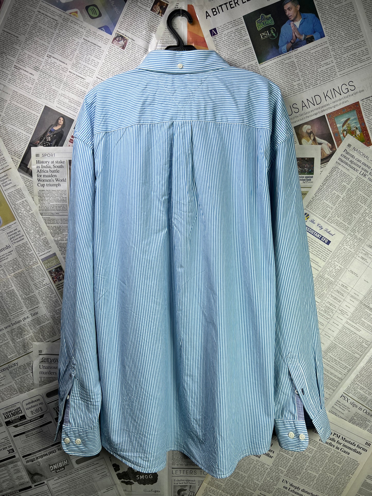T*mmy Hilfiger® XXL | Chest 27 | Cyan Striped | Shirt | Cotton | 2104