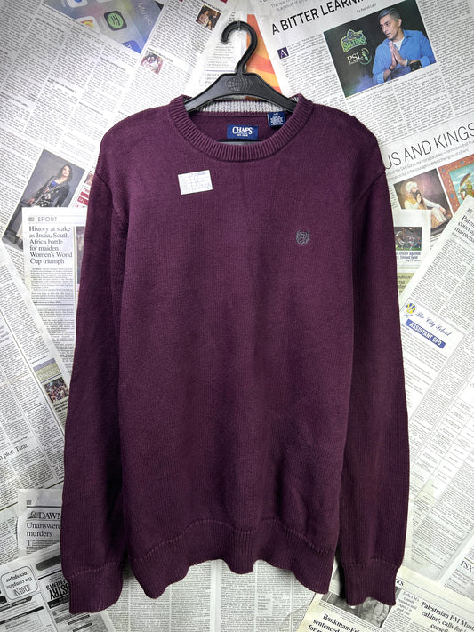 CHAPS by RL® Medium | Chest 22 | Wine | Sweater | Cotton | 1842