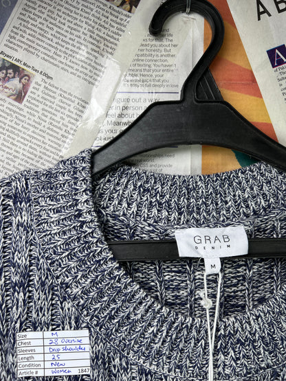 Women - Grab Denim® Medium | Bust 28" Oversize | Textured | Drop Shoulder Top | Cotton | 1847