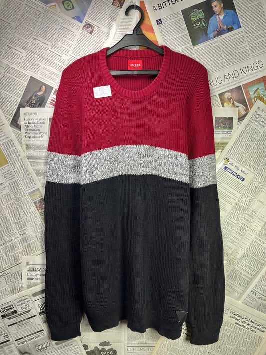 Guess® Medium | Chest 22.5 | Red & Black | Sweater | Cotton | 1924