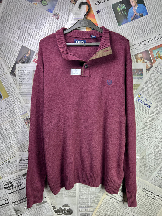 CHAPS by RL® XL | Chest 25.5 | Rose Wood | Quarter Zip Sweater | Cotton | 1927