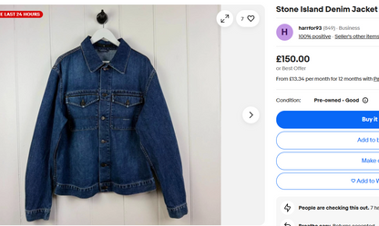 St*ne Island® Large | Chest 23 | Blue | Denim Jacket | Cotton | 2130